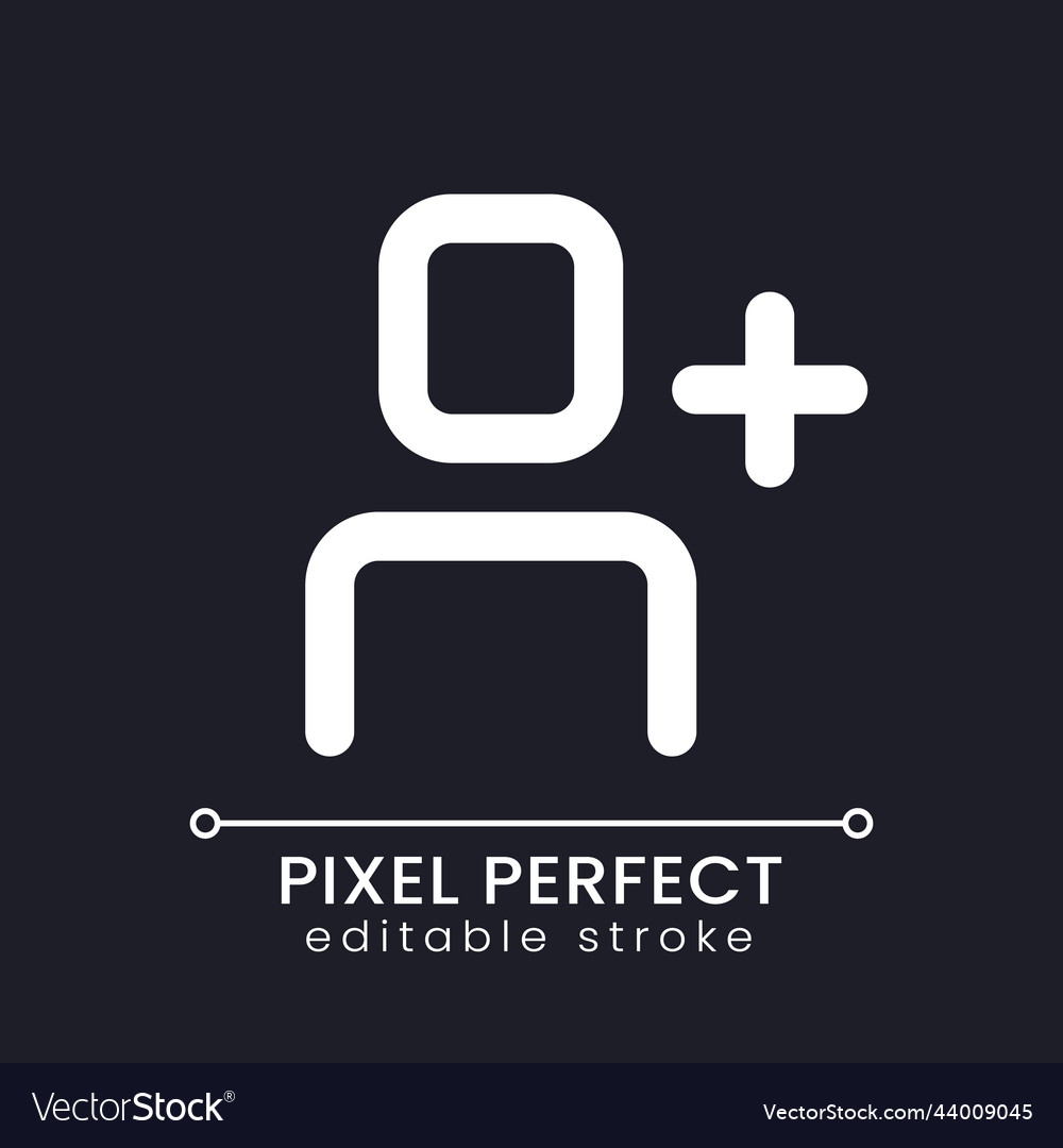 Add user pixel perfect white linear ui icon vector image Add user pixel perfect white linear ui icon