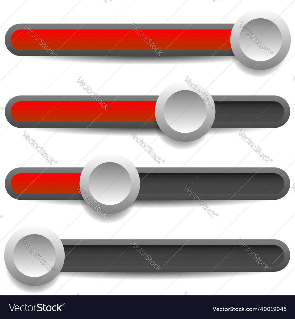 Adjuster slider tuner fader bars with levers knobs vector image Adjuster slider tuner fader bars with levers knobs
