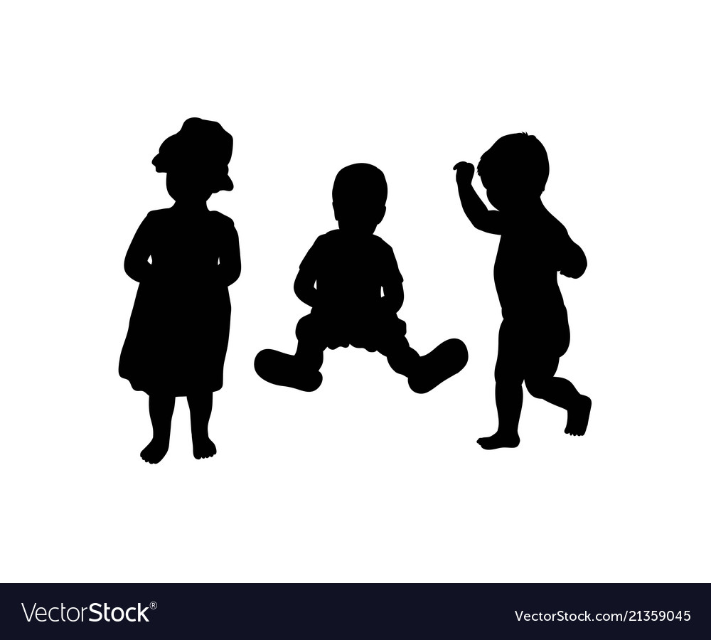 Download Attractive kids silhouette Royalty Free Vector Image