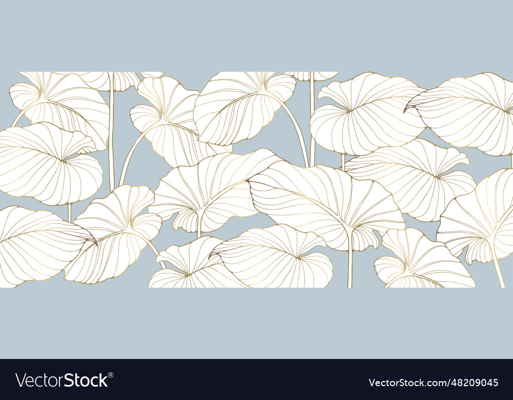 Botanical luxury background with golden leaves