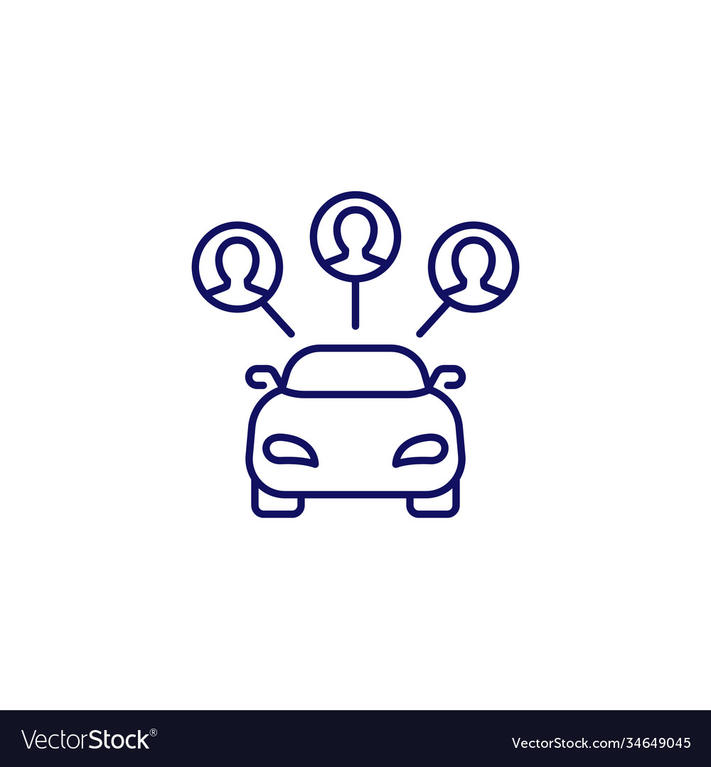 Carsharing line icon with users and car