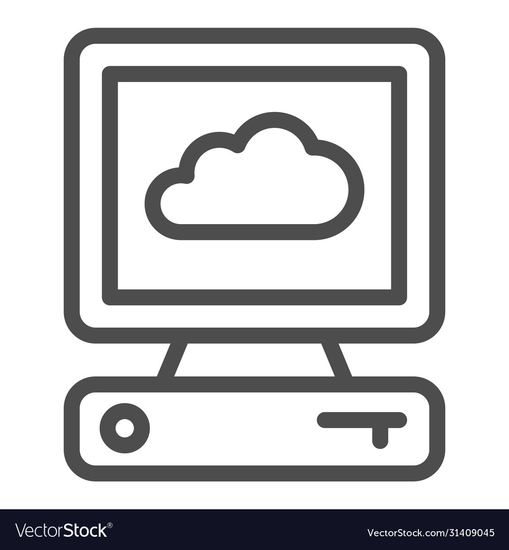 Cloud on computer screen line icon smart home