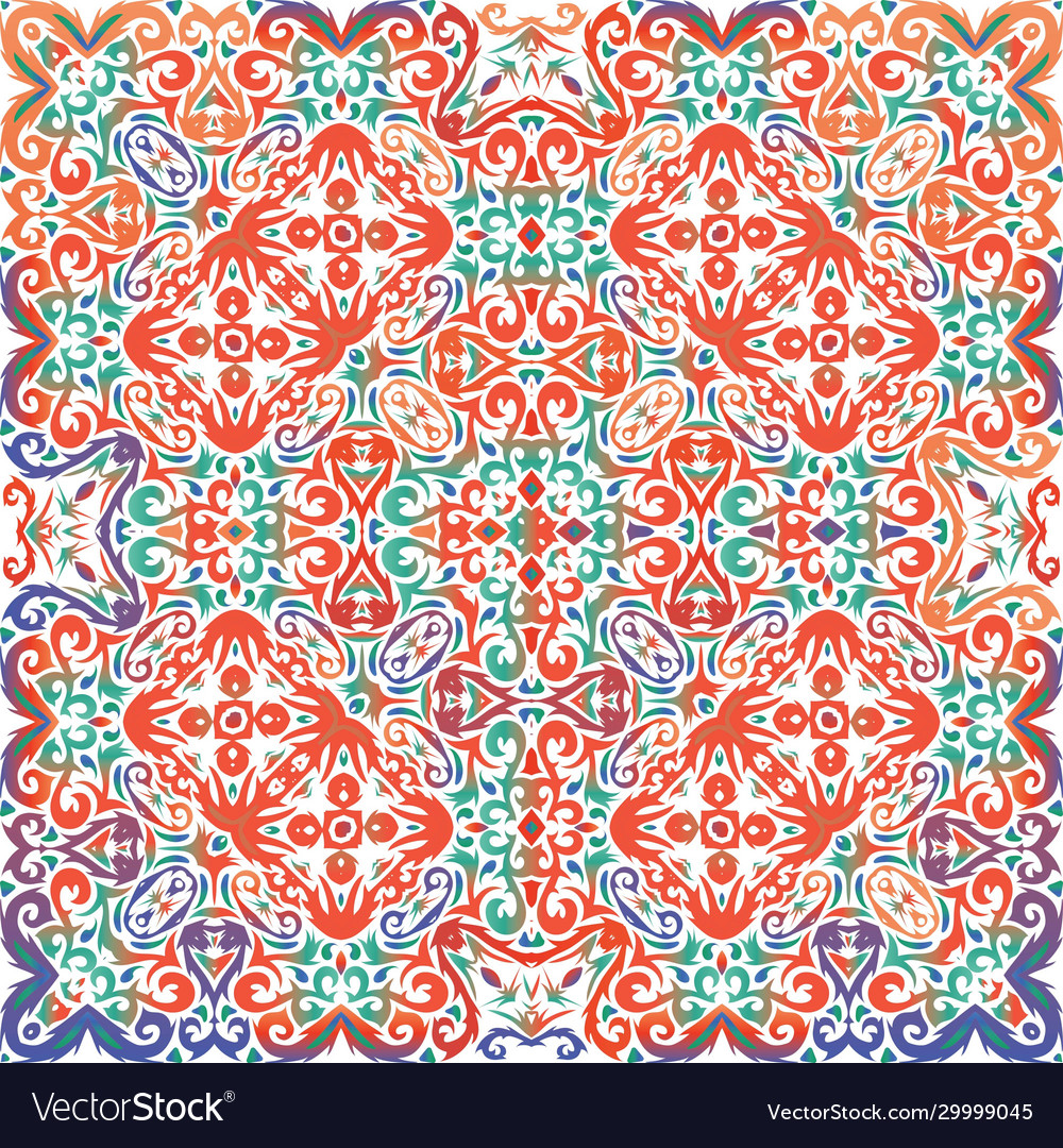 Colored ethnic patterns in ceramic tile Royalty Free Vector