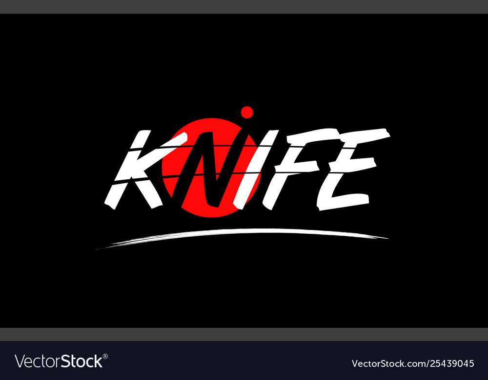 Knife word text logo icon with red circle design Vector Image