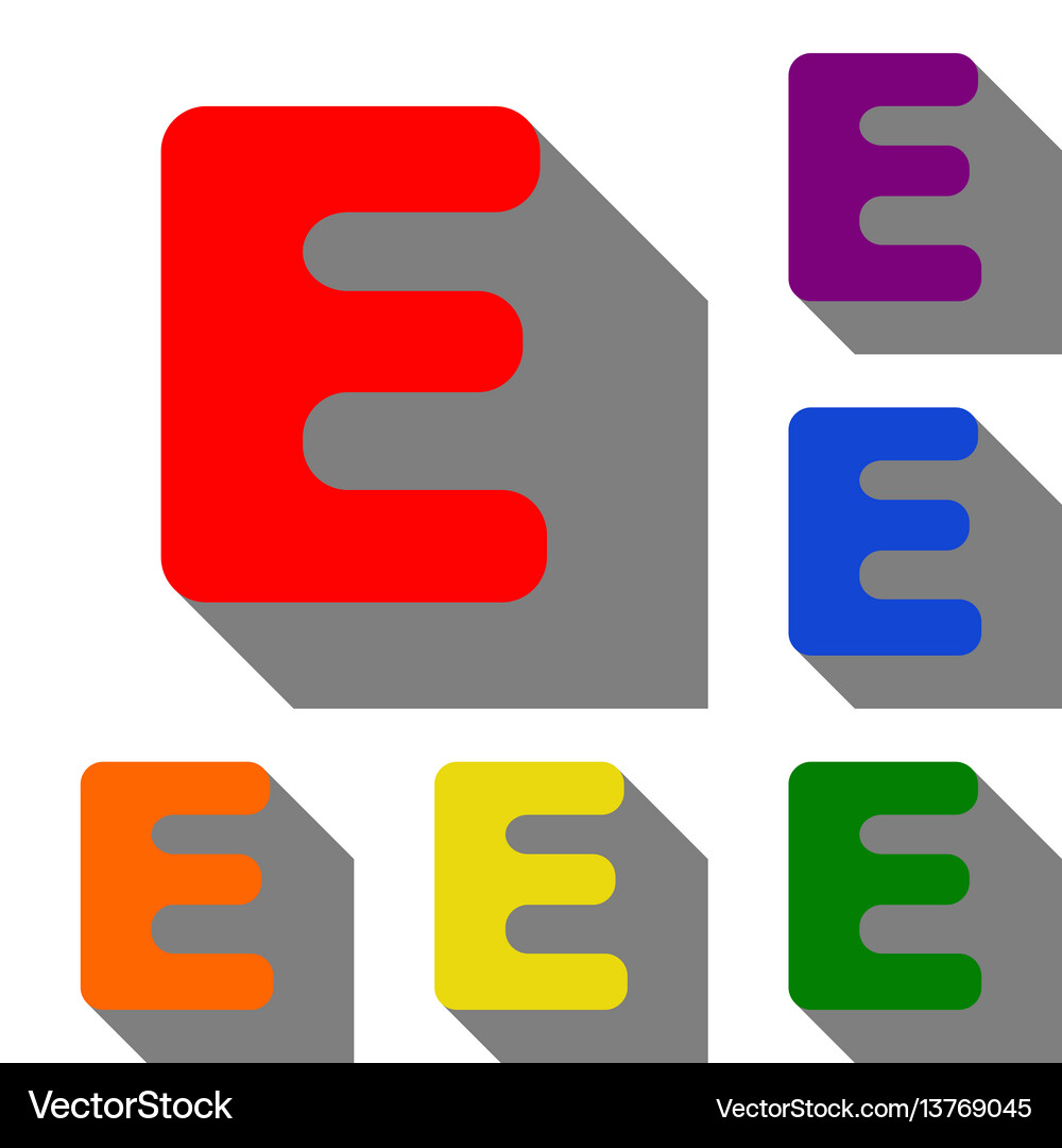 Letter e sign design template element set red Vector Image