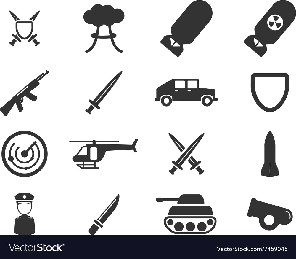 Military simply icons Royalty Free Vector Image