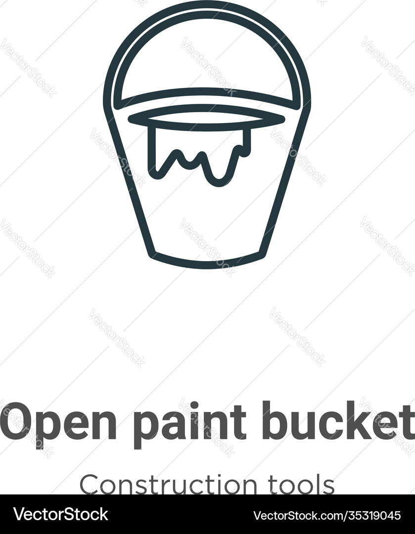 Open paint bucket outline icon thin line black Vector Image
