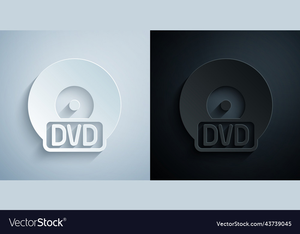 Paper cut cd or dvd disk icon isolated on grey