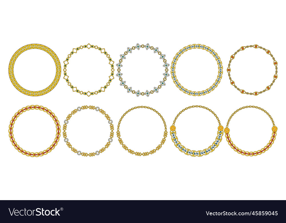 Round chain frame circle chains border boho Vector Image Round chain frame circle chains border boho