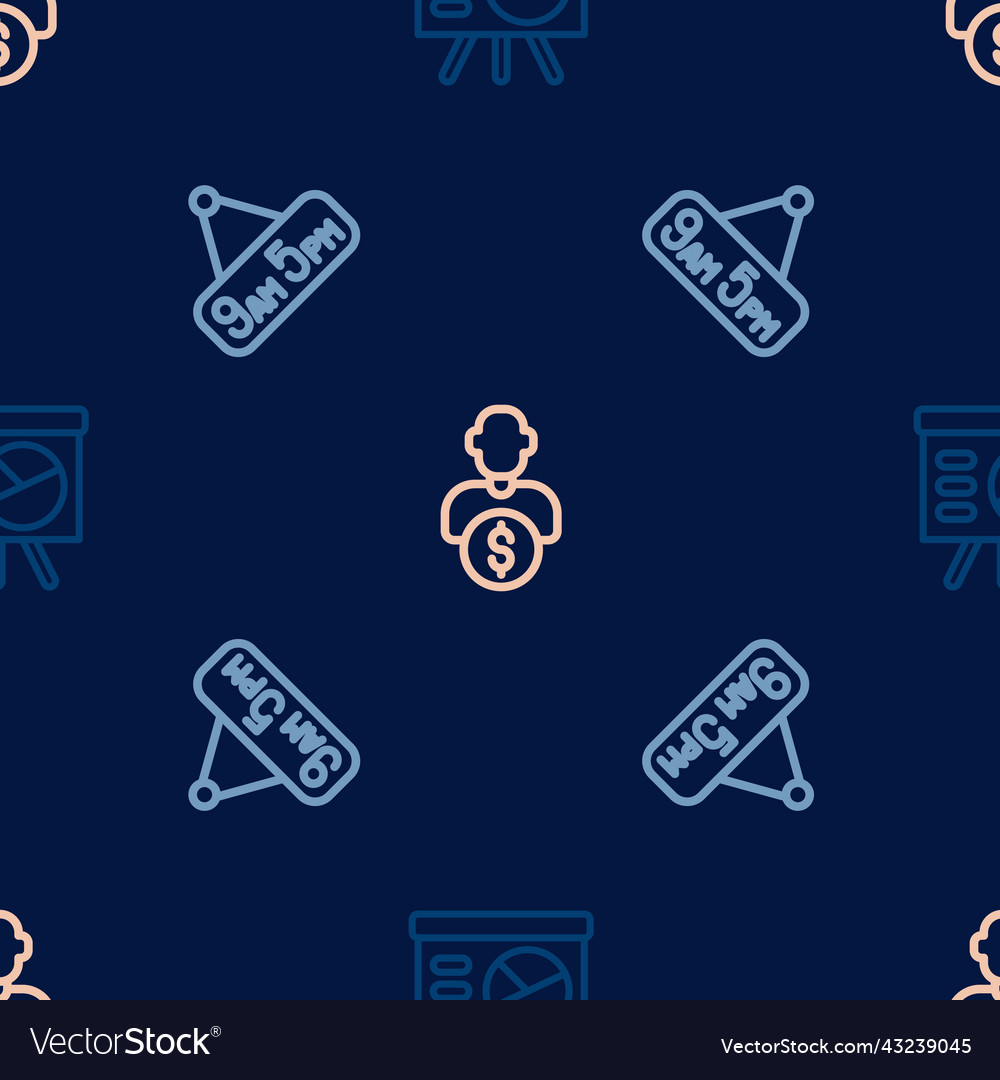 Set line board with graph from 9 to 5 job vector image Set line board with graph from 9 to 5 job
