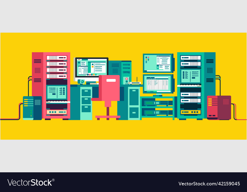 Set of computer server vector image Set of computer server