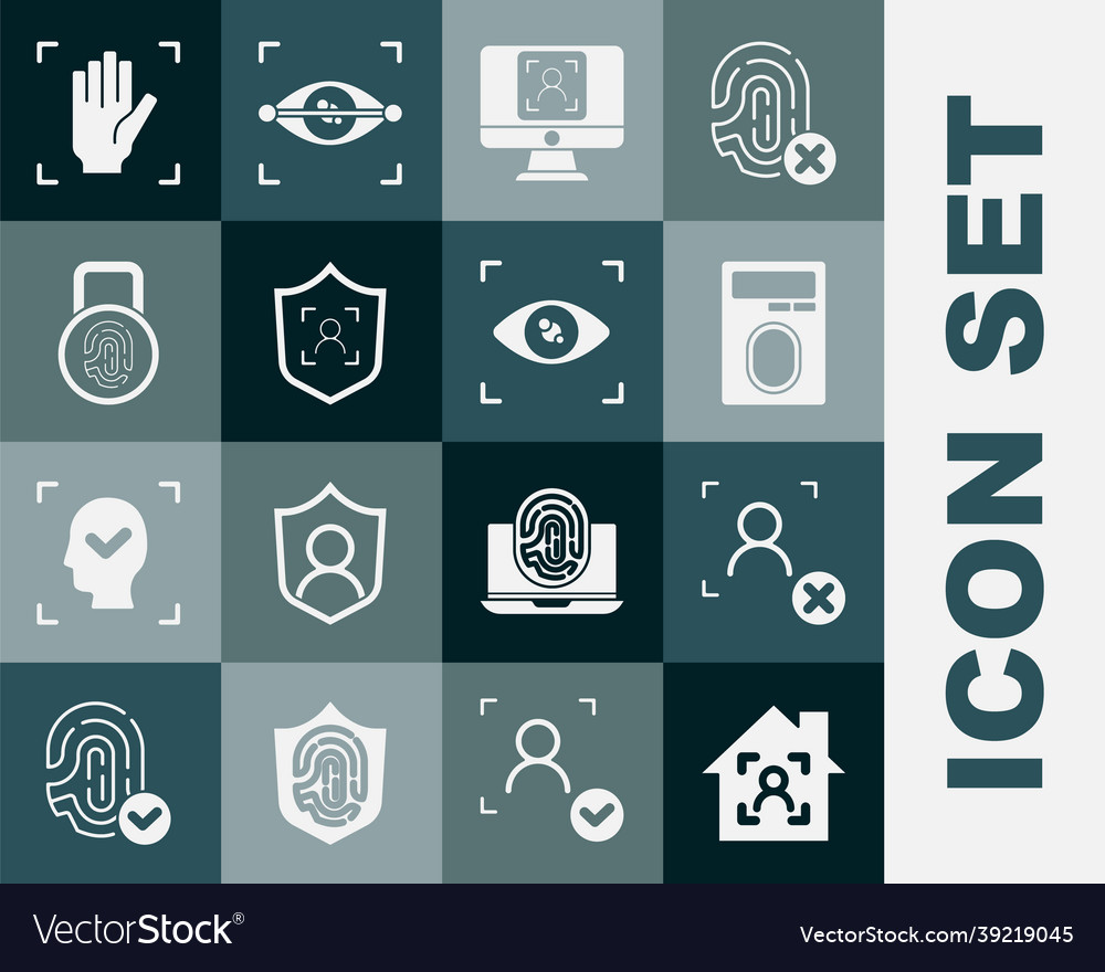 Set smart home with face id rejection recognition vector image Set smart home with face id rejection recognition