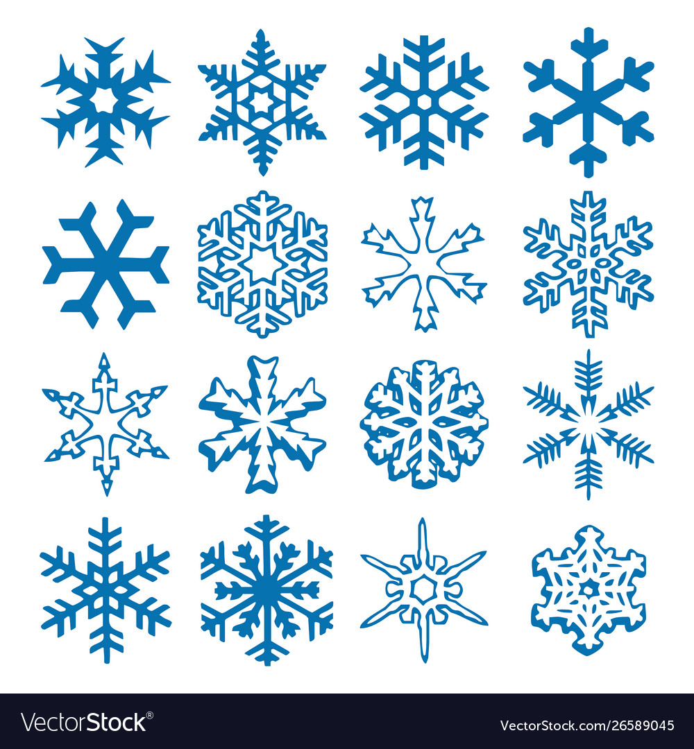 Snowflake icon background set blue color vector image Snowflake icon background set blue color