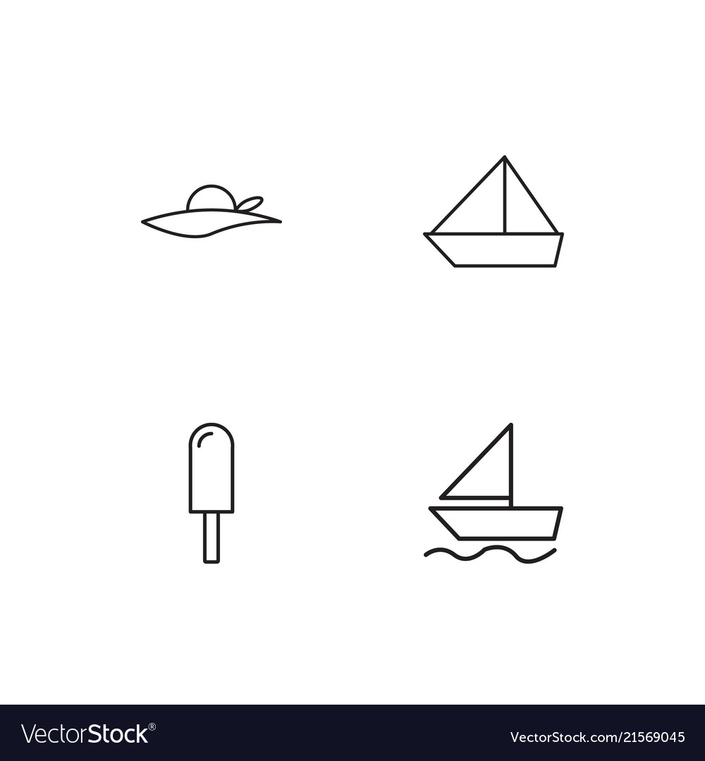 Summer linear icons set simple outline