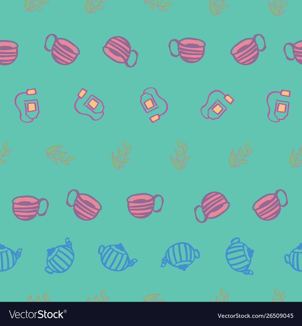 Tea row seamless pattern design vector image Tea row seamless pattern design