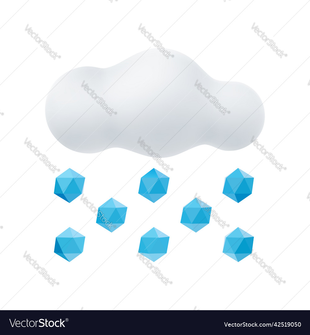 3d cartoon weather icon of hail sign cloud