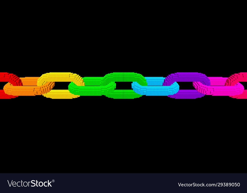 Abstract voxel chain blockchain concept 3d Vector Image Abstract voxel chain blockchain concept 3d
