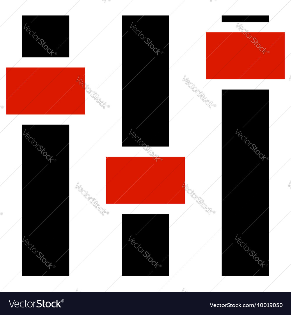 Adjuster slider tuner fader bars with levers knobs vector image Adjuster slider tuner fader bars with levers knobs
