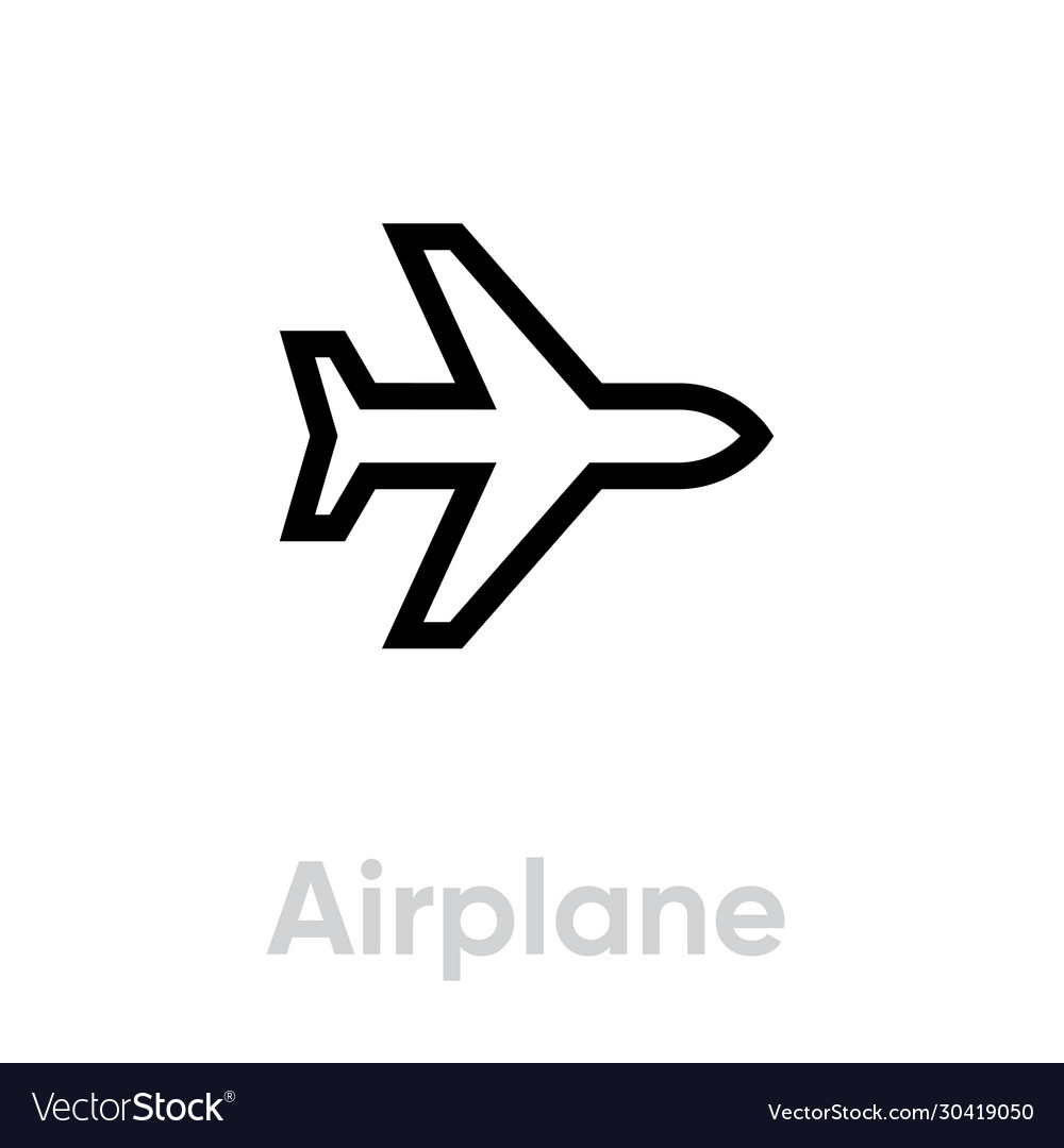 Airplane icon editable line vector image Airplane icon editable line