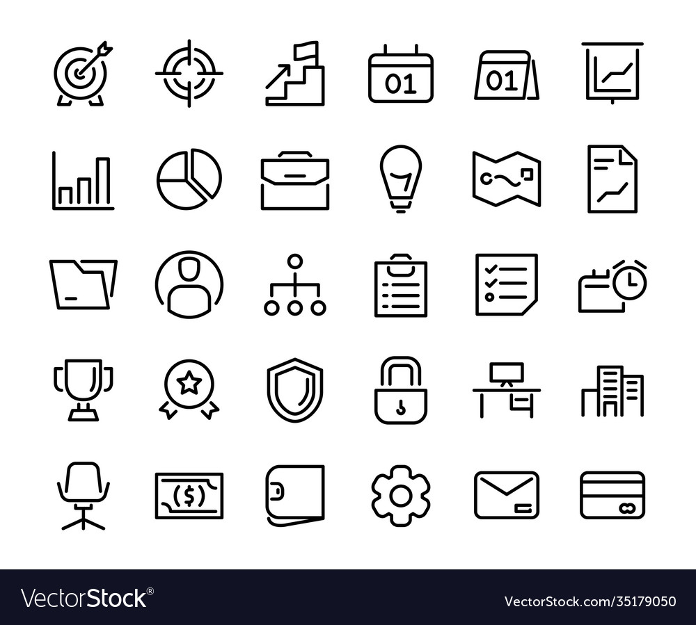 Business icon set goal calender schedule chart Vector Image