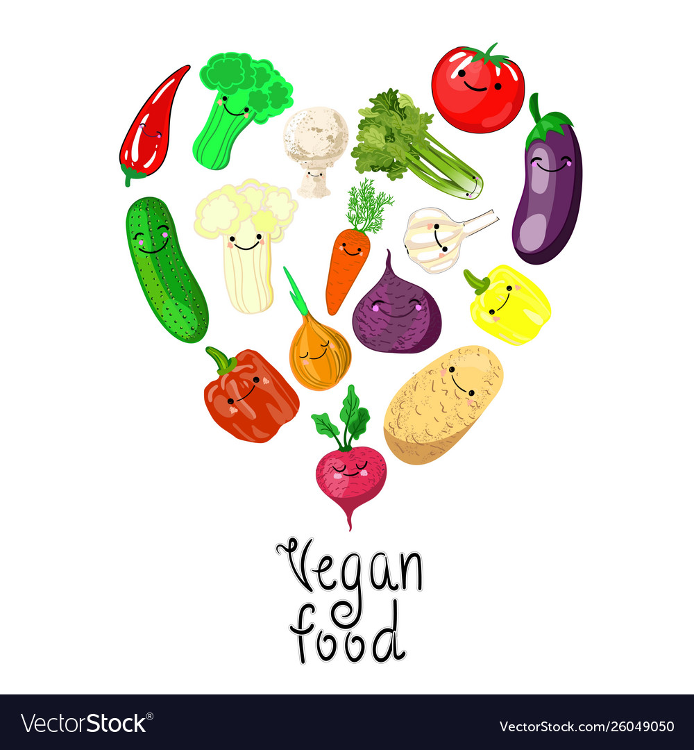 Colorful cartoon vegetables icons in round