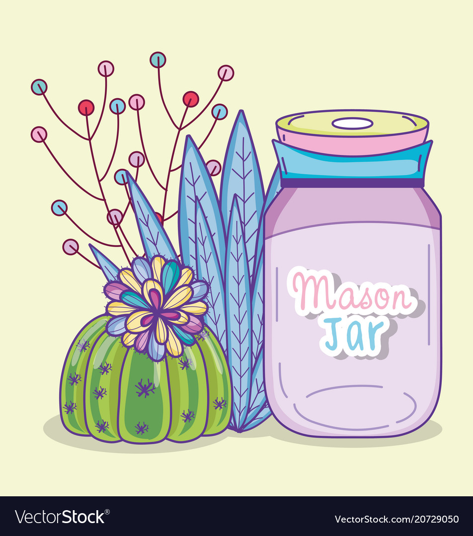 Garden Mason Jar Cartoon Royalty Free Vector Image