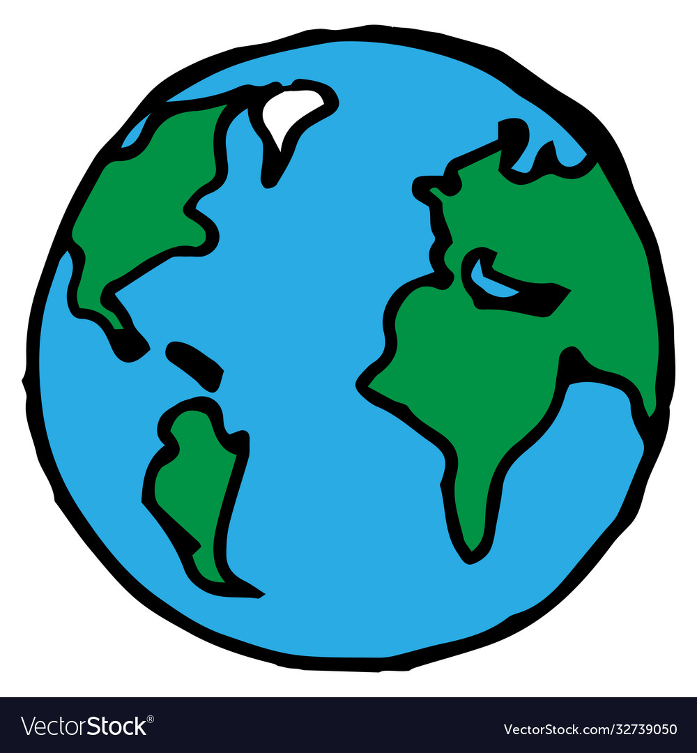 Globe icon a hand drawn planet Royalty Free Vector Image