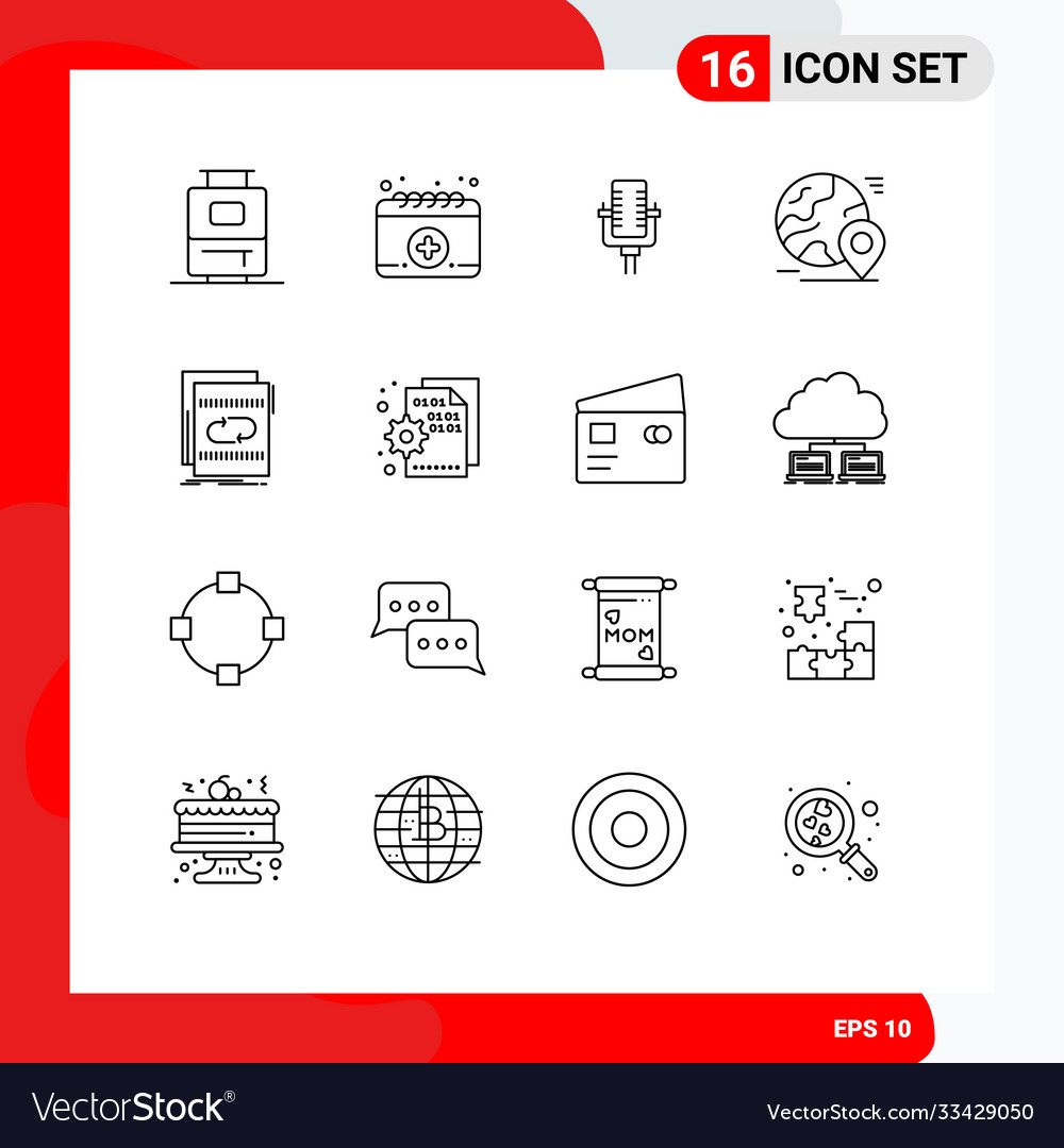Group 16 modern outlines set for loop audio
