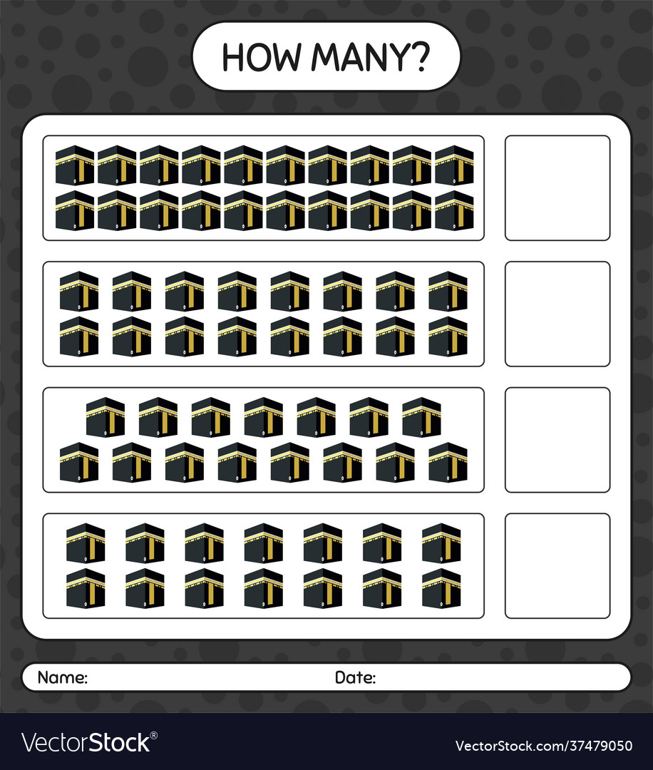How many counting game with kaaba worksheet