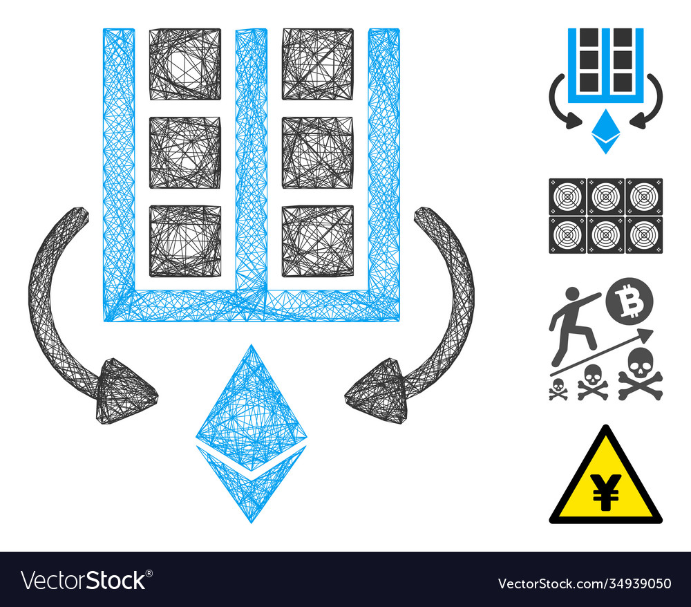 Linear ethereum mining farm mesh vector image Linear ethereum mining farm mesh