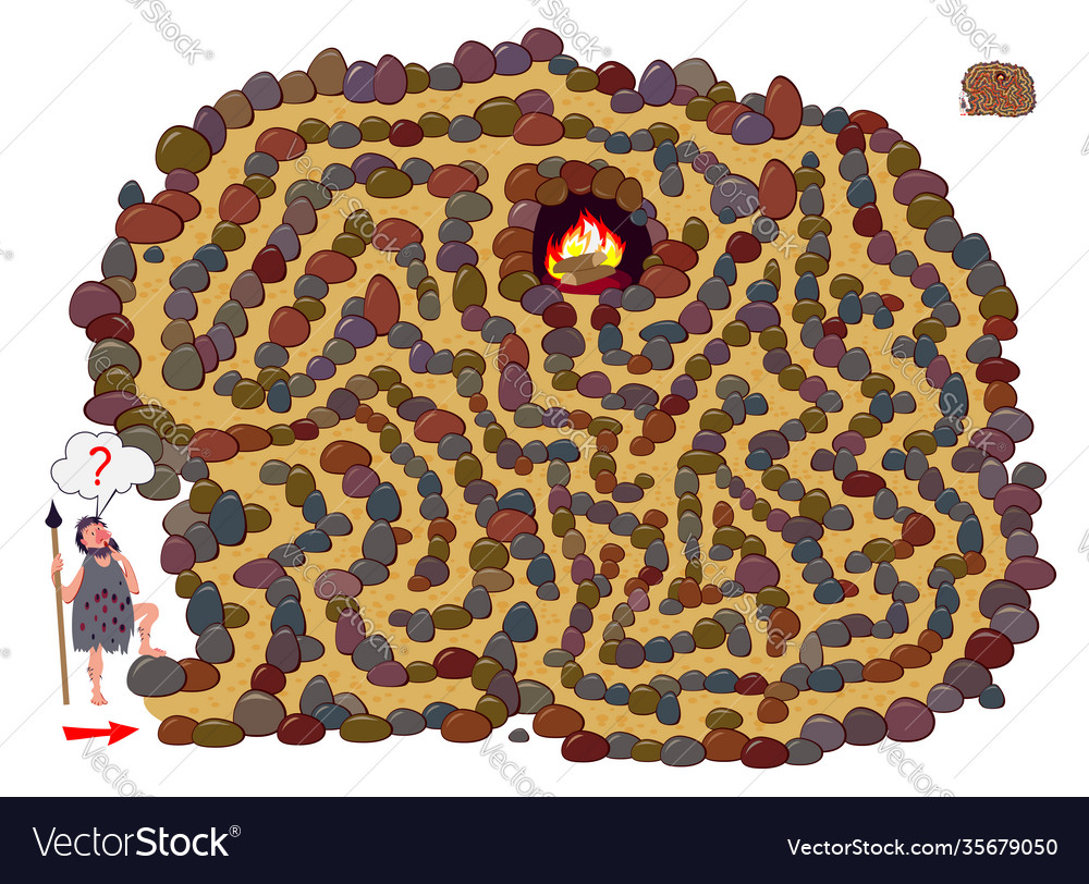 Logic puzzle game with labyrinth for children