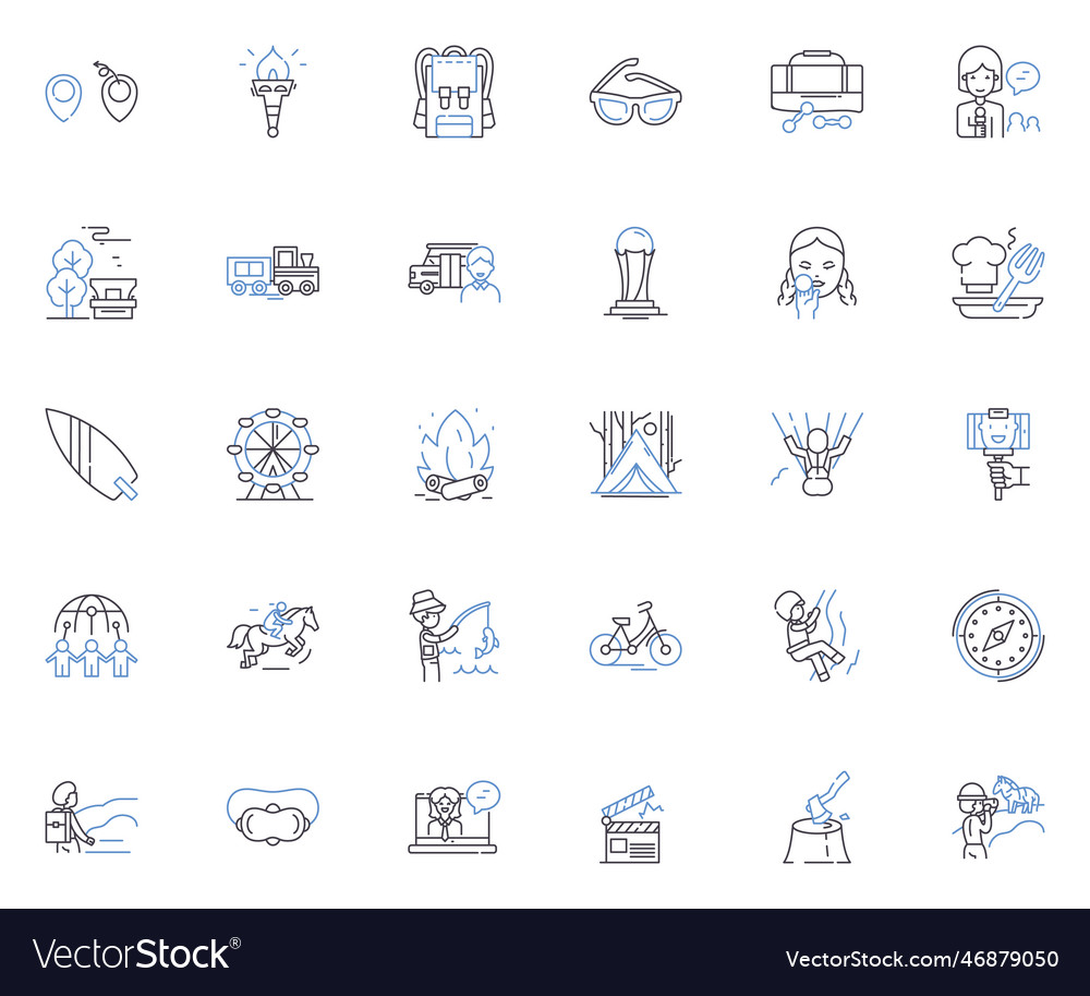 Robust physical pastimes line icons collection Vector Image