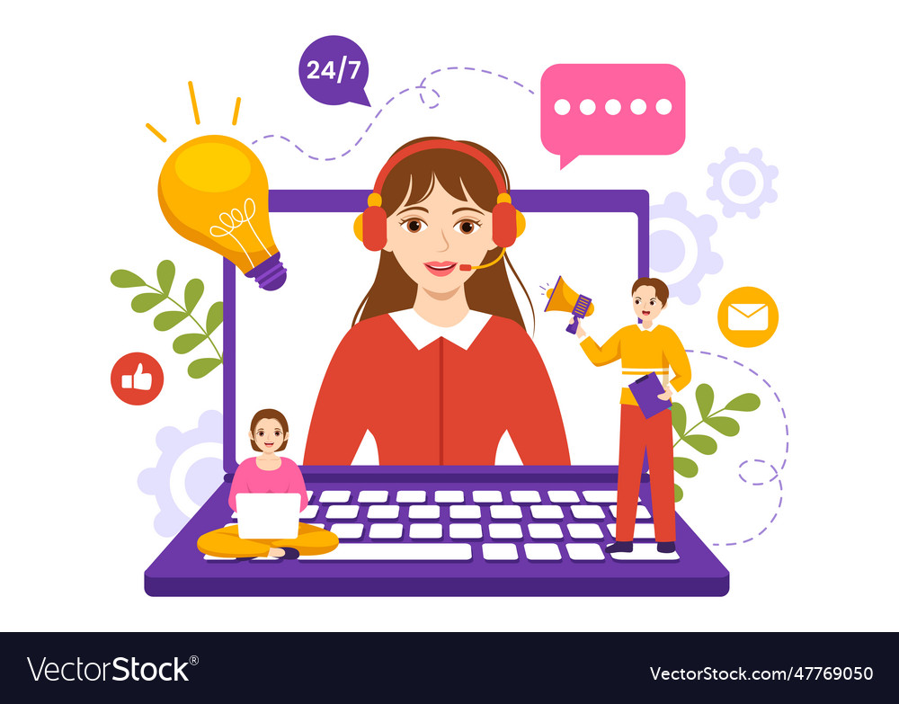 Technical support system with software vector image Technical support system with software