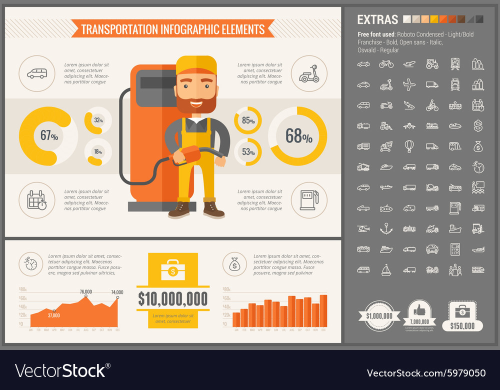 Transportation flat design infographic template