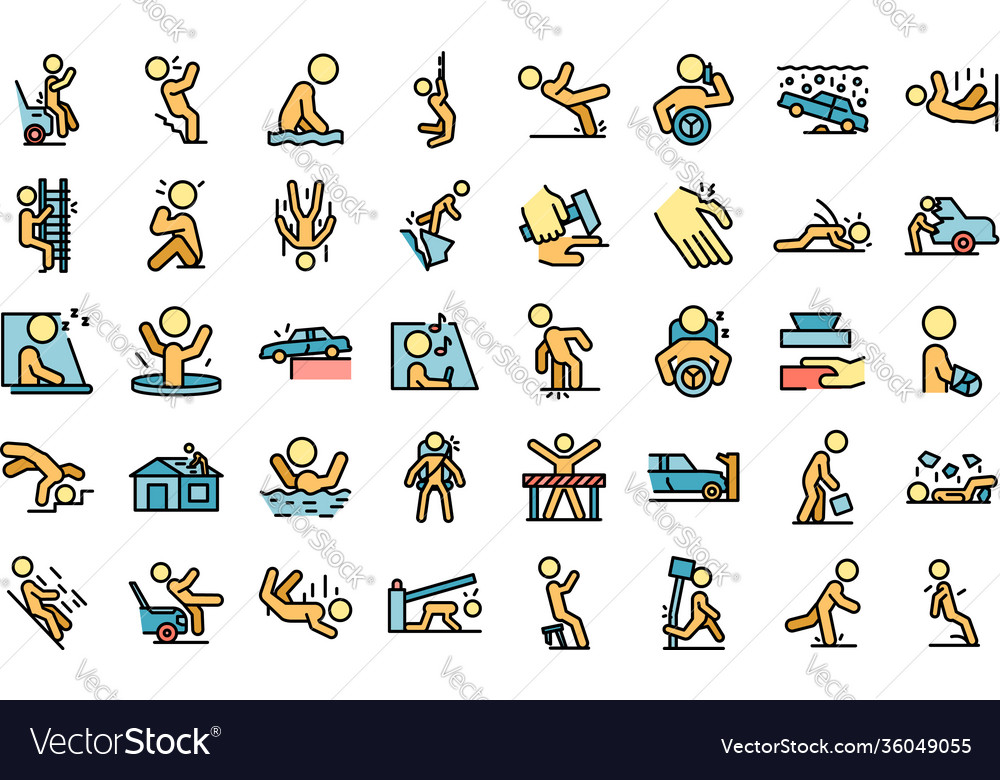 Careless Person Icons Set Flat Royalty Free Vector Image