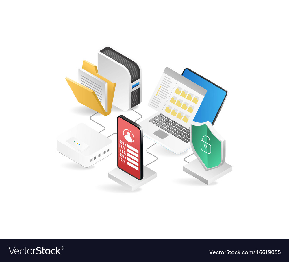 Data protection concept isometric flat 3d Vector Image