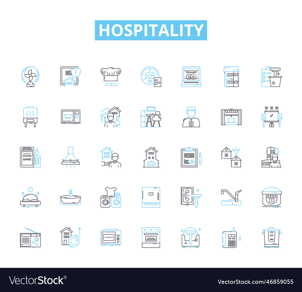 Hospitality linear icons set unterkunft