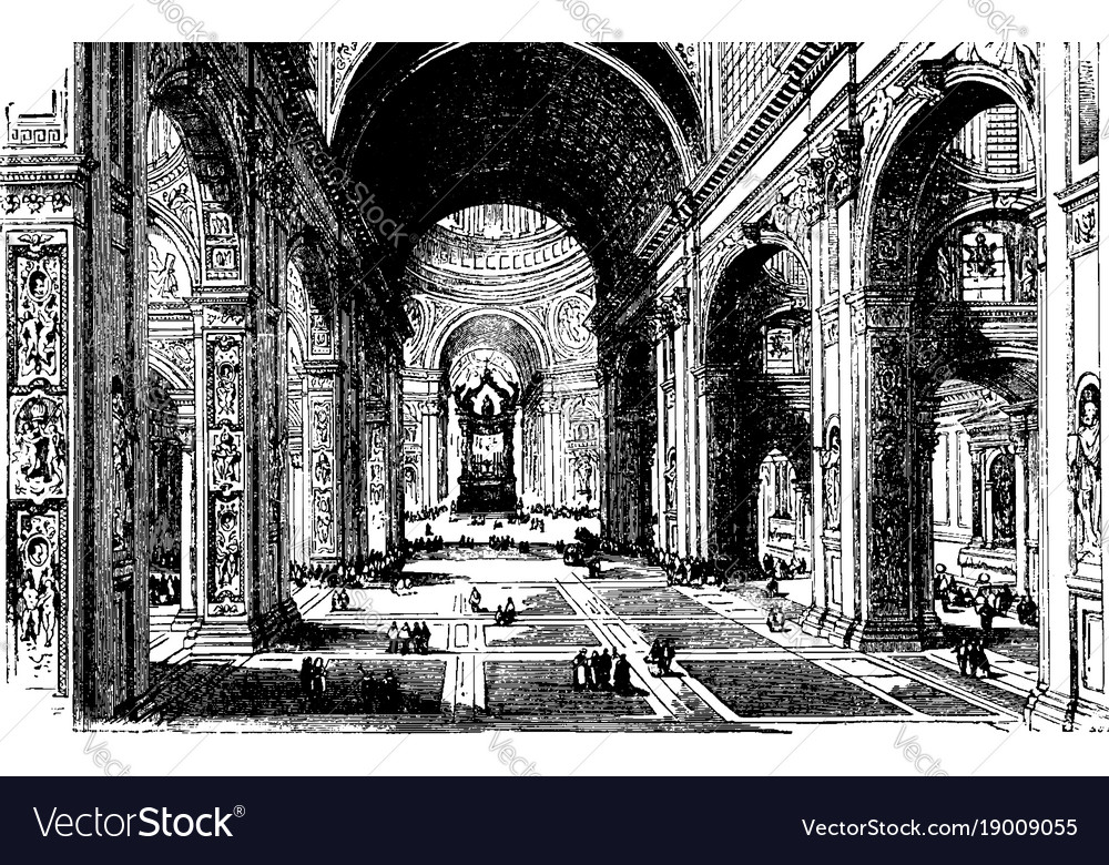 Interior of st peters basilica vintage