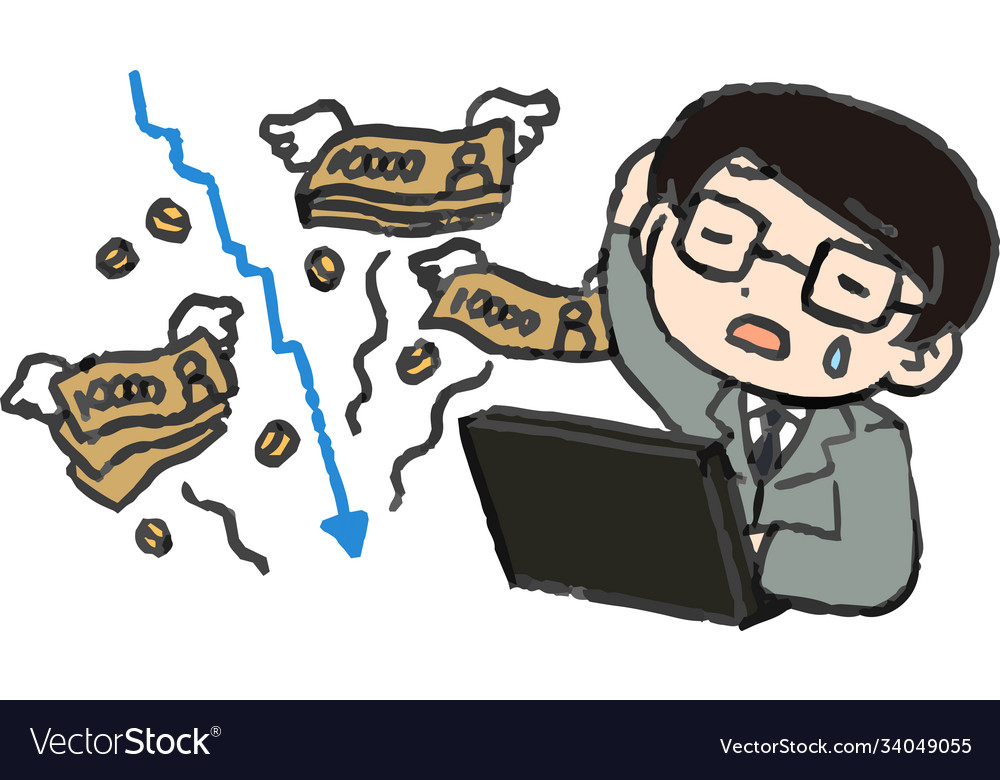 Male office worker who loses on investment Vector Image