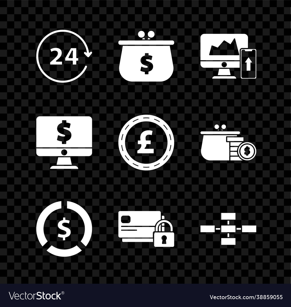 Set clock 24 hours financial chart or graph vector image Set clock 24 hours financial chart or graph