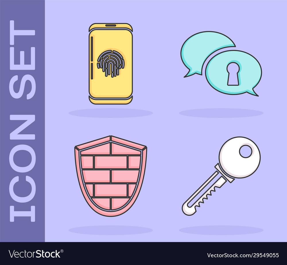 Set key smartphone with fingerprint scanner vector image Set key smartphone with fingerprint scanner
