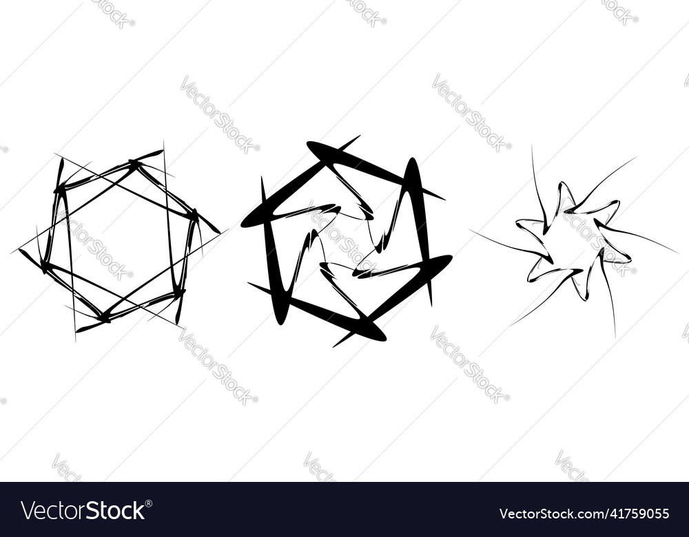 Set of circular radial geometric mandala motif