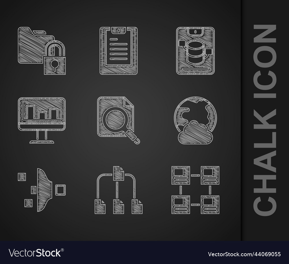 Set search concept with folder tree vector image Set search concept with folder tree