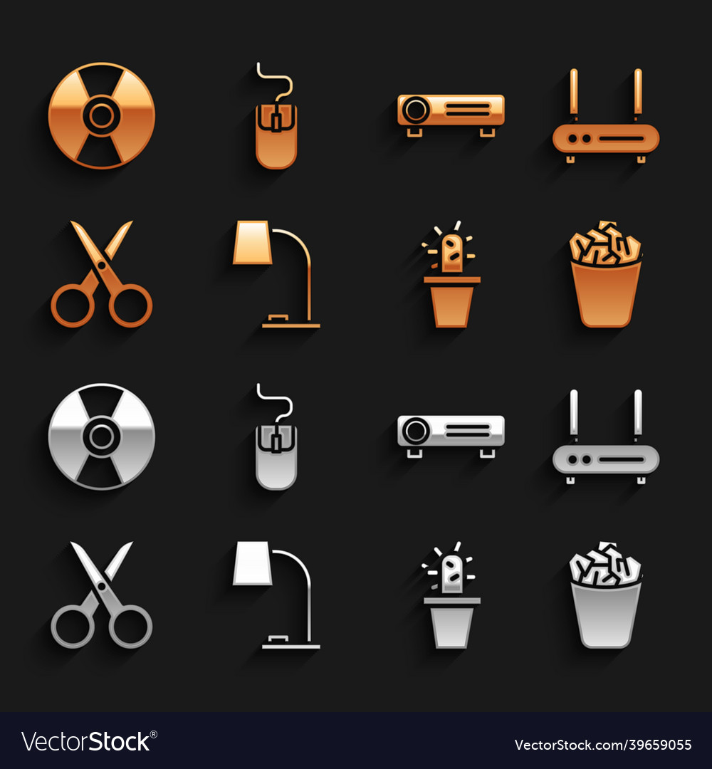Set table lamp router and wi-fi signal full Vector Image Set table lamp router and wi-fi signal full