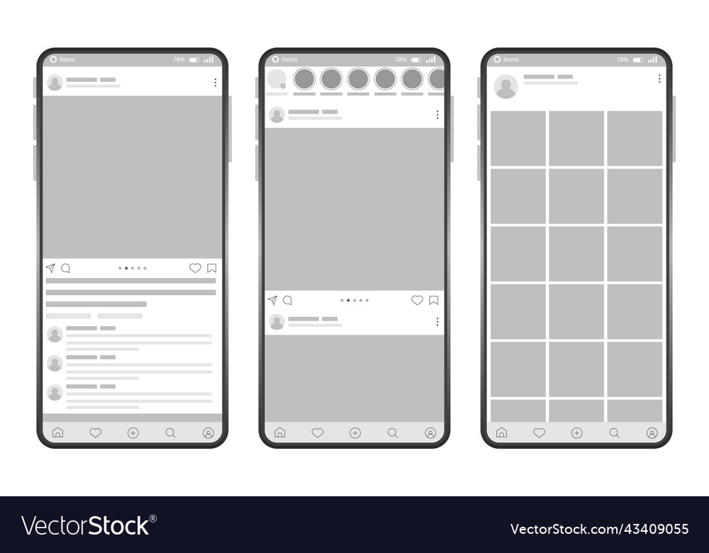 Smartphone interface post mock up with carousel vector image Smartphone interface post mock up with carousel