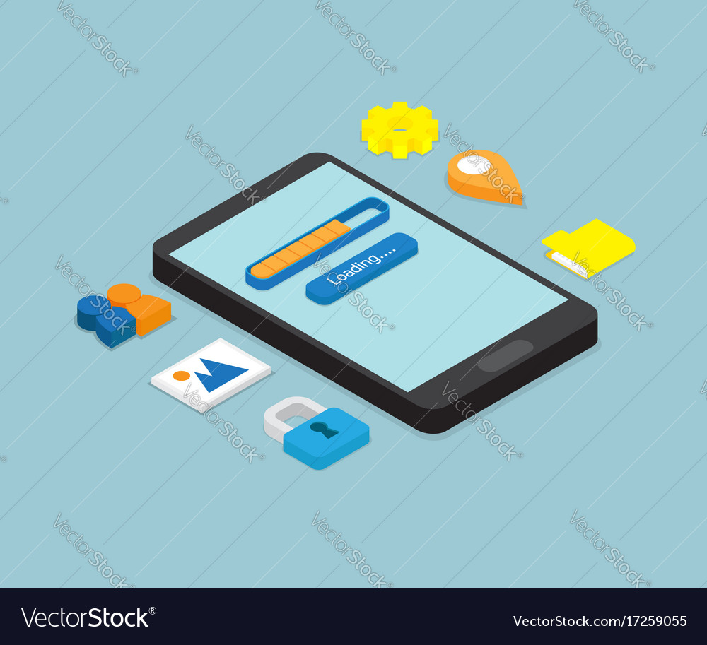 Smartphone loading application isometric