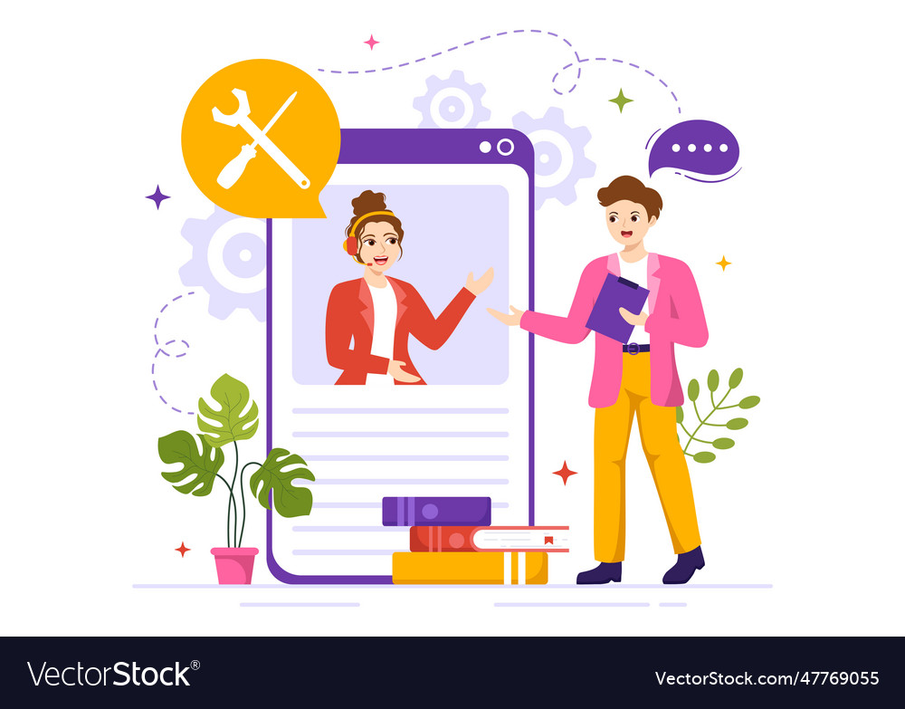 Technical support system with software vector image Technical support system with software