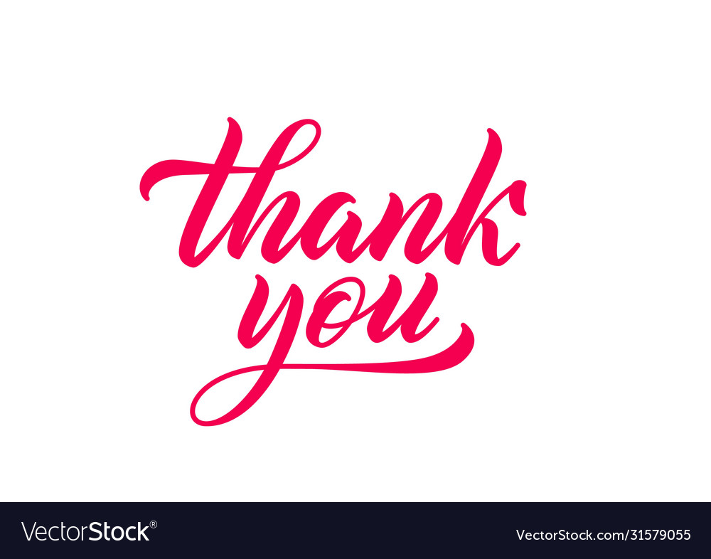 Thank you hand drawn lettering vector image Thank you hand drawn lettering