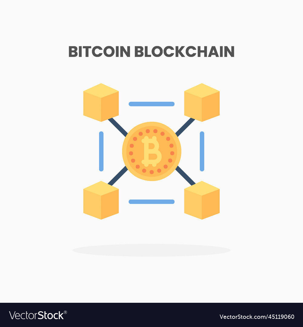 Bitcoin blockchain icon flat
