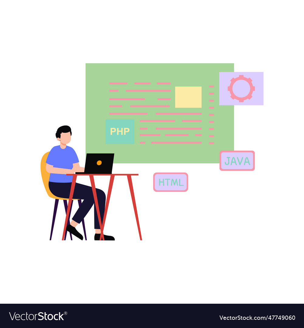 Boy is working on software programming